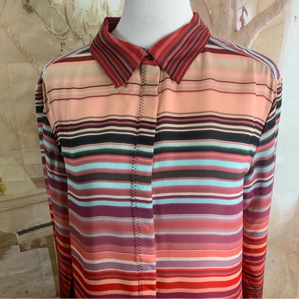 NEW Michael Star Multi Colored Collared Silk Button Down
